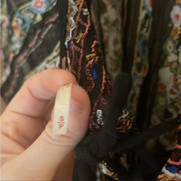 Free People Dance Magic Printed Embroidery Metallic Dress Small - Picture 9 of 10